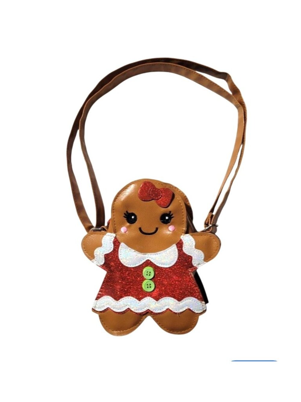 Gingerbread Mini Crossbody Bag Purse Adjustable Straps Glitter Accents